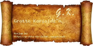 Grotte Koriolán névjegykártya